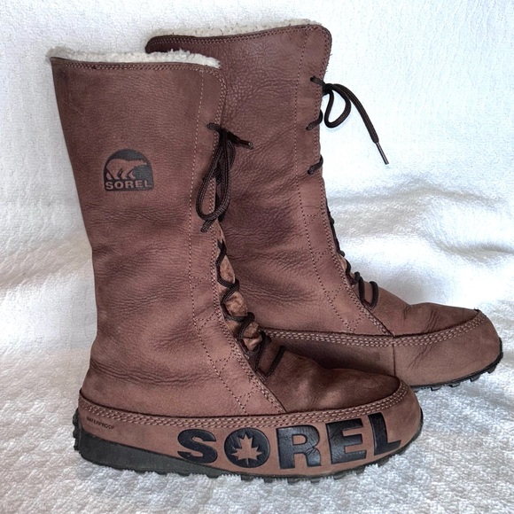 Sorel brown lace-up winter boots women's 8 - Picture 13 of 16